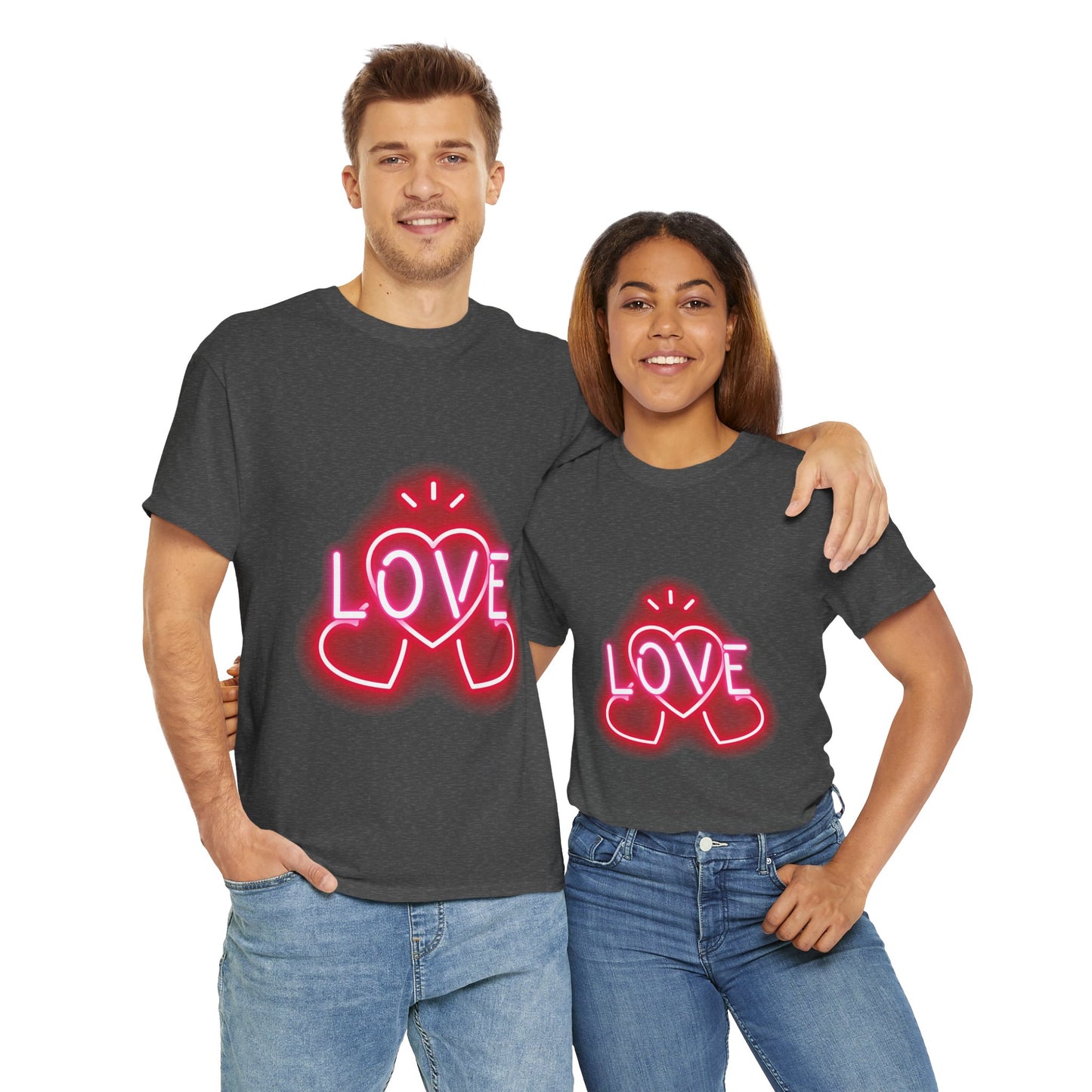 Neon Triple Heart Unisex Heavy Cotton Tee