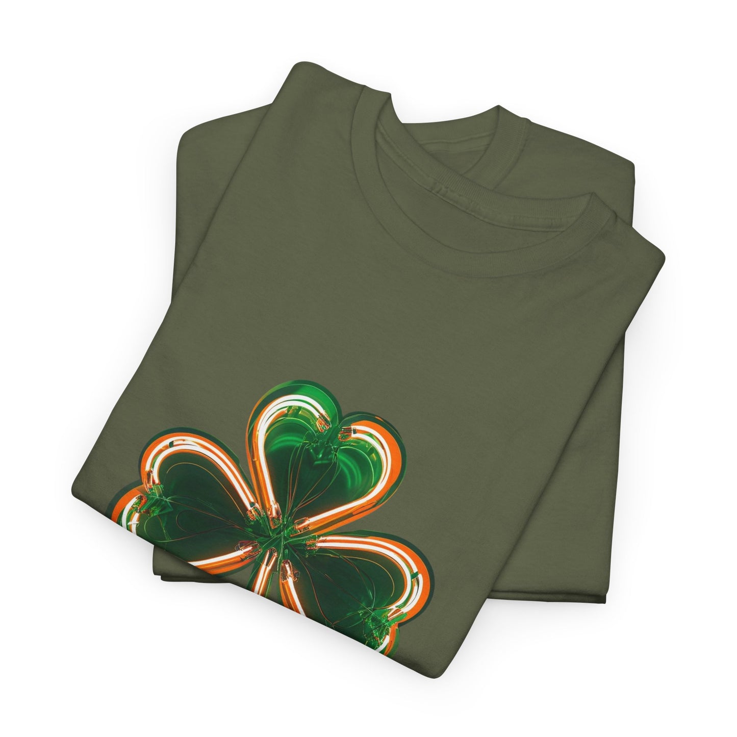 Electric Luck - Green and Orange Unisex Heavy Cotton Tee