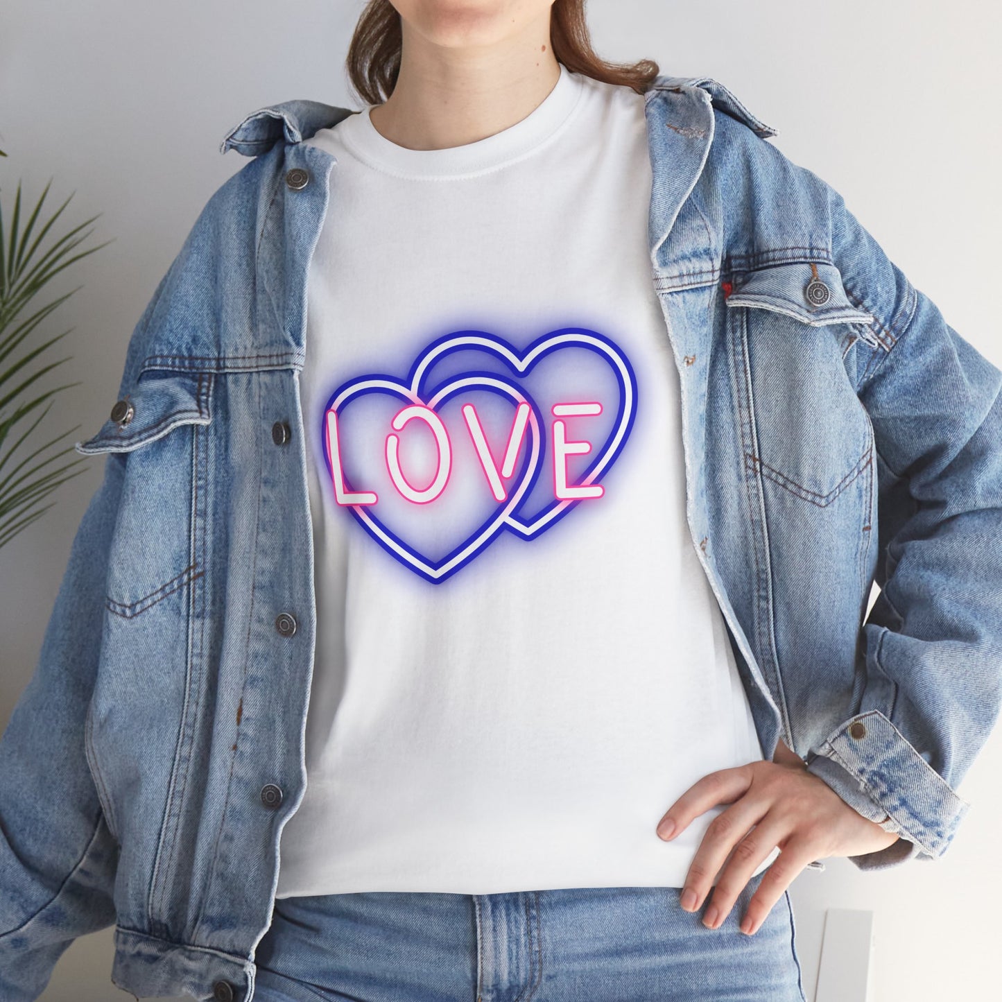 Neon Double Heart Unisex Heavy Cotton Tee