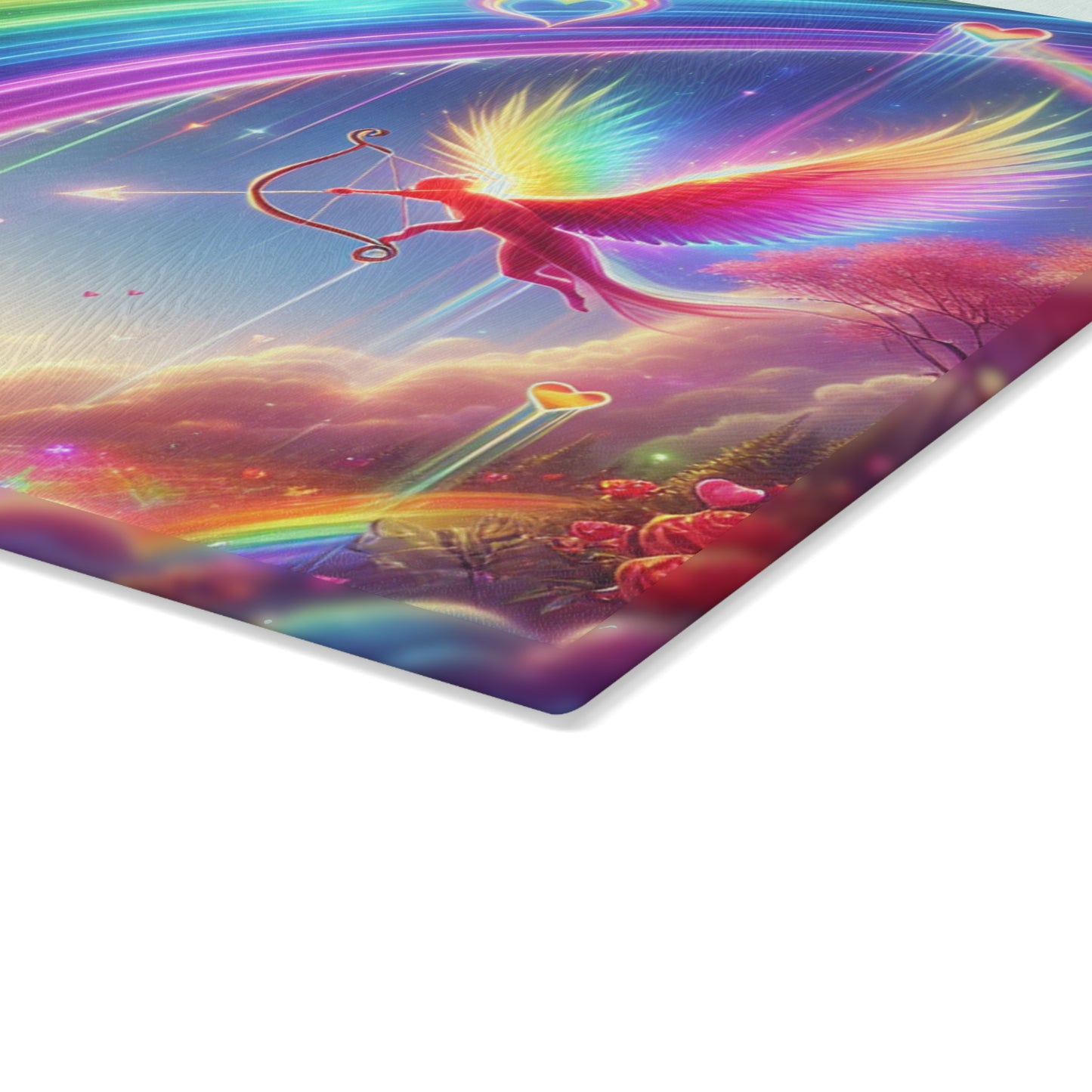 Rainbow Phoenix Glass Cutting Board