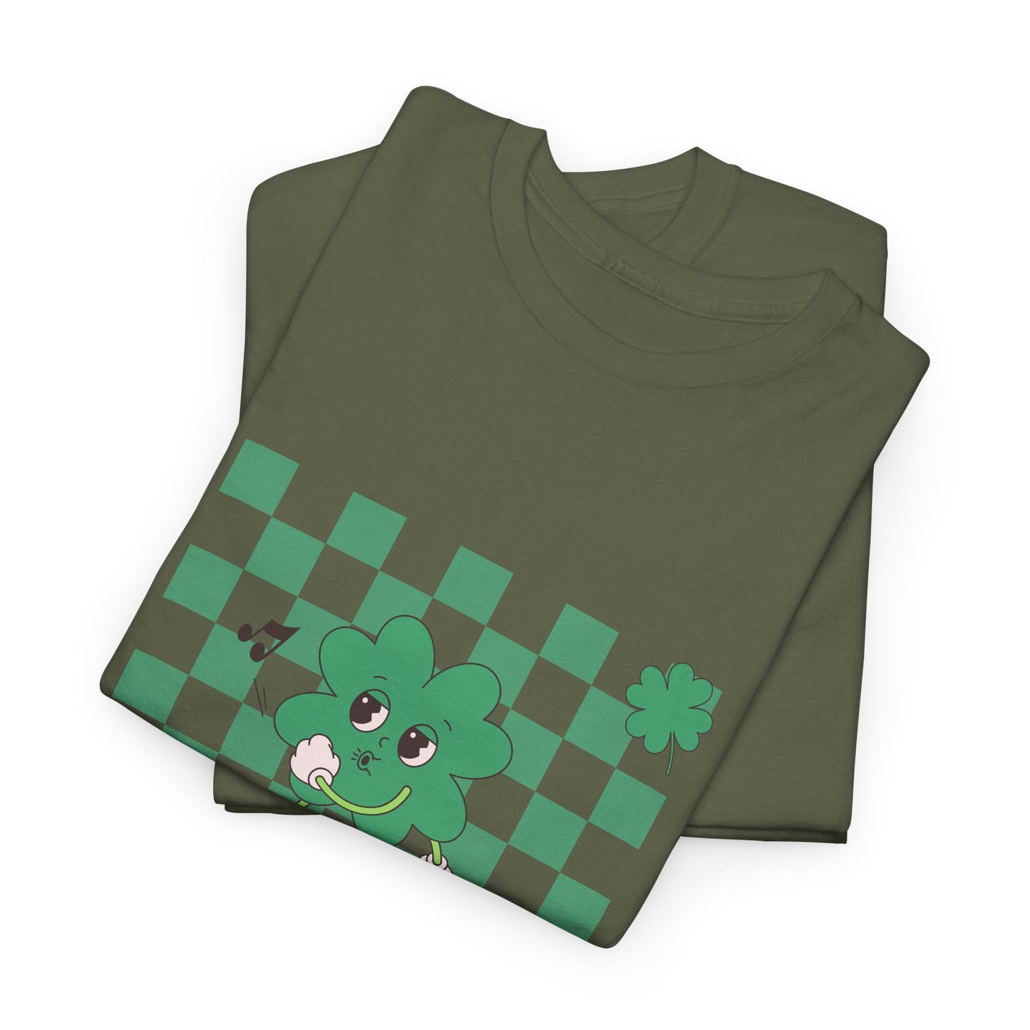 St. Pat's Checkers Unisex Heavy Cotton Tee - Lucky Shamrock Design