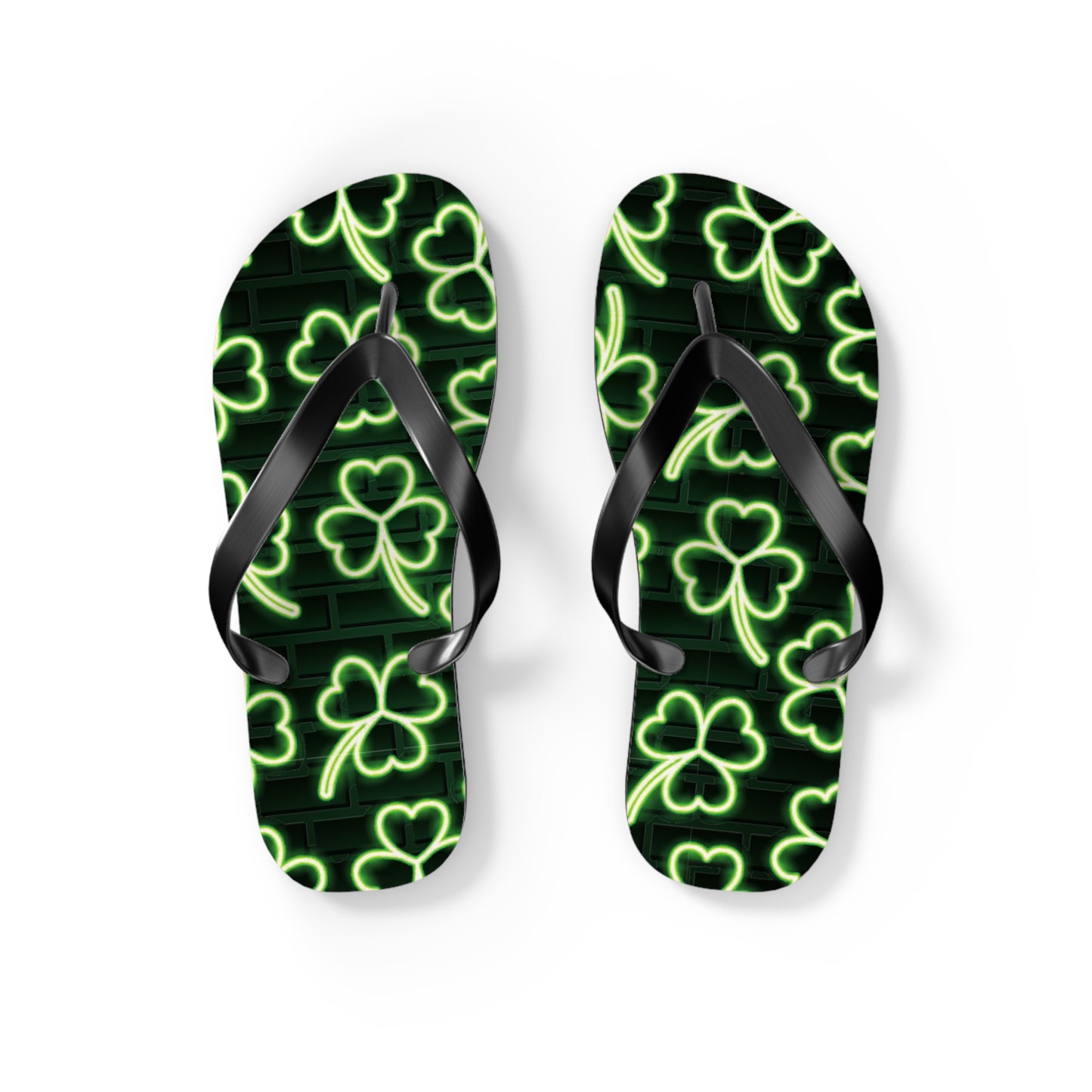 Neon Shamrock Flip Flops