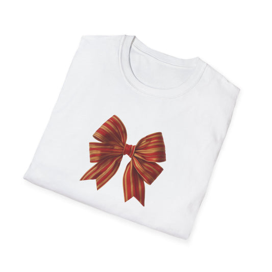 Red and Gold Bow Unisex Softstyle T-Shirt