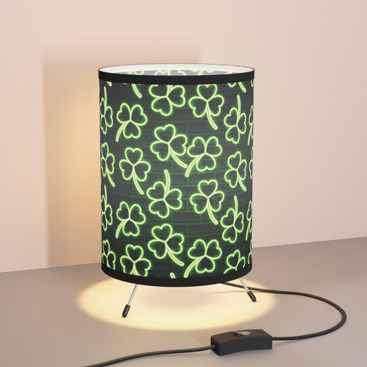 Neon Shamrock Tripod Lamp with High-Res Printed Shade, US\CA plug