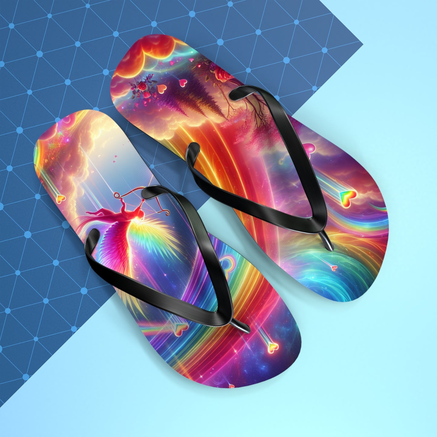 Rainbow Phoenix Flip Flops