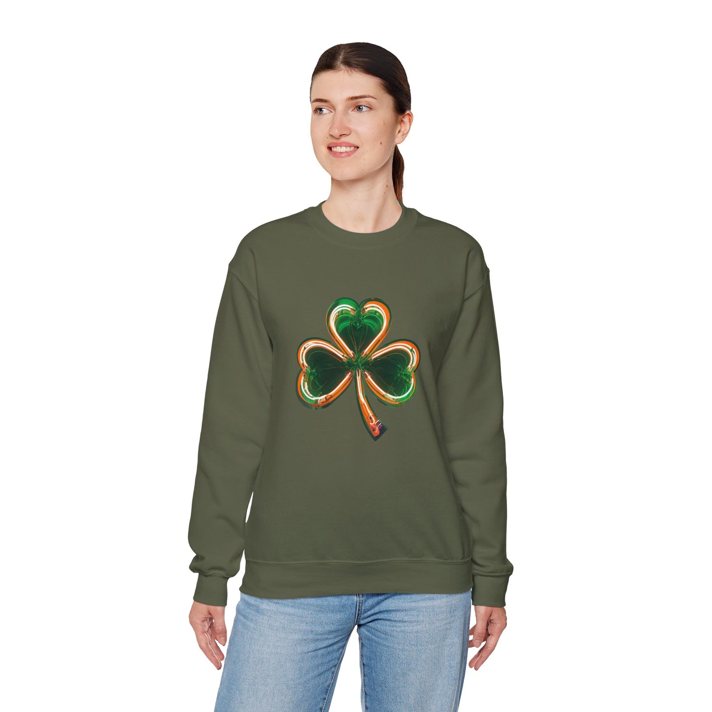 Electric Luck - Green and Orange Unisex Heavy Blend™ Crewneck Sweatshirt