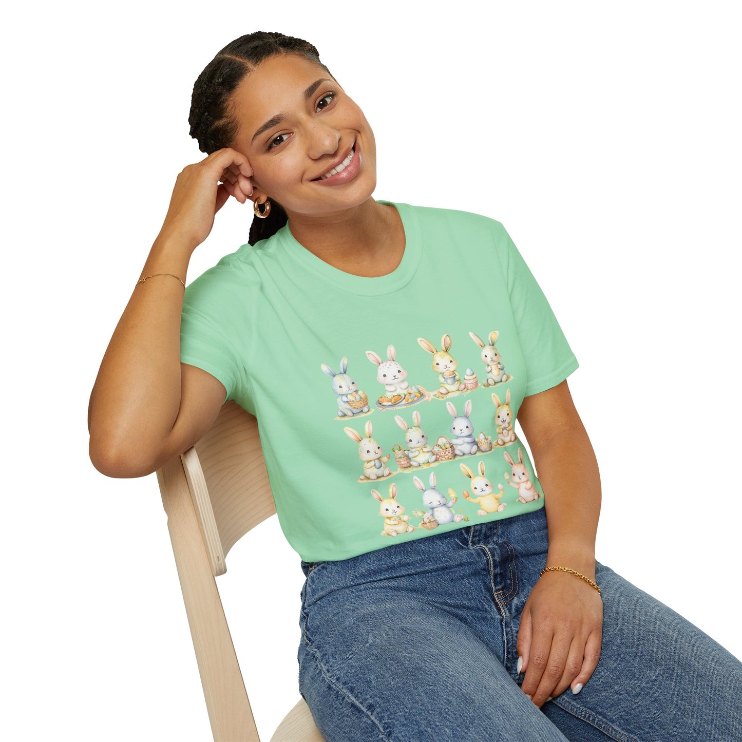 Bunny Picnic Unisex Softstyle T-Shirt for Easter