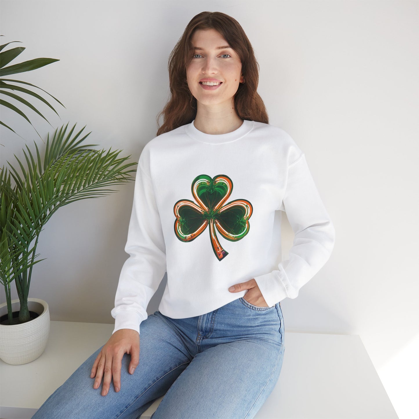 Electric Luck - Green and Orange Unisex Heavy Blend™ Crewneck Sweatshirt