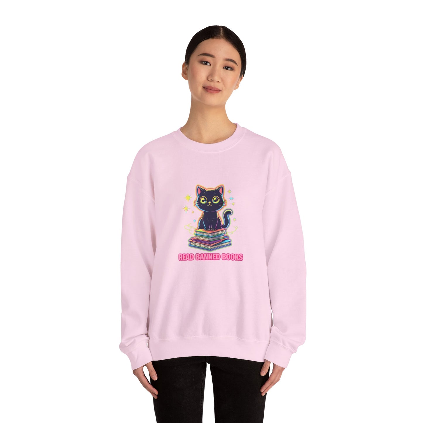 Read Banned Books - Cat Unisex Heavy Blend™ Crewneck Sweatshirt