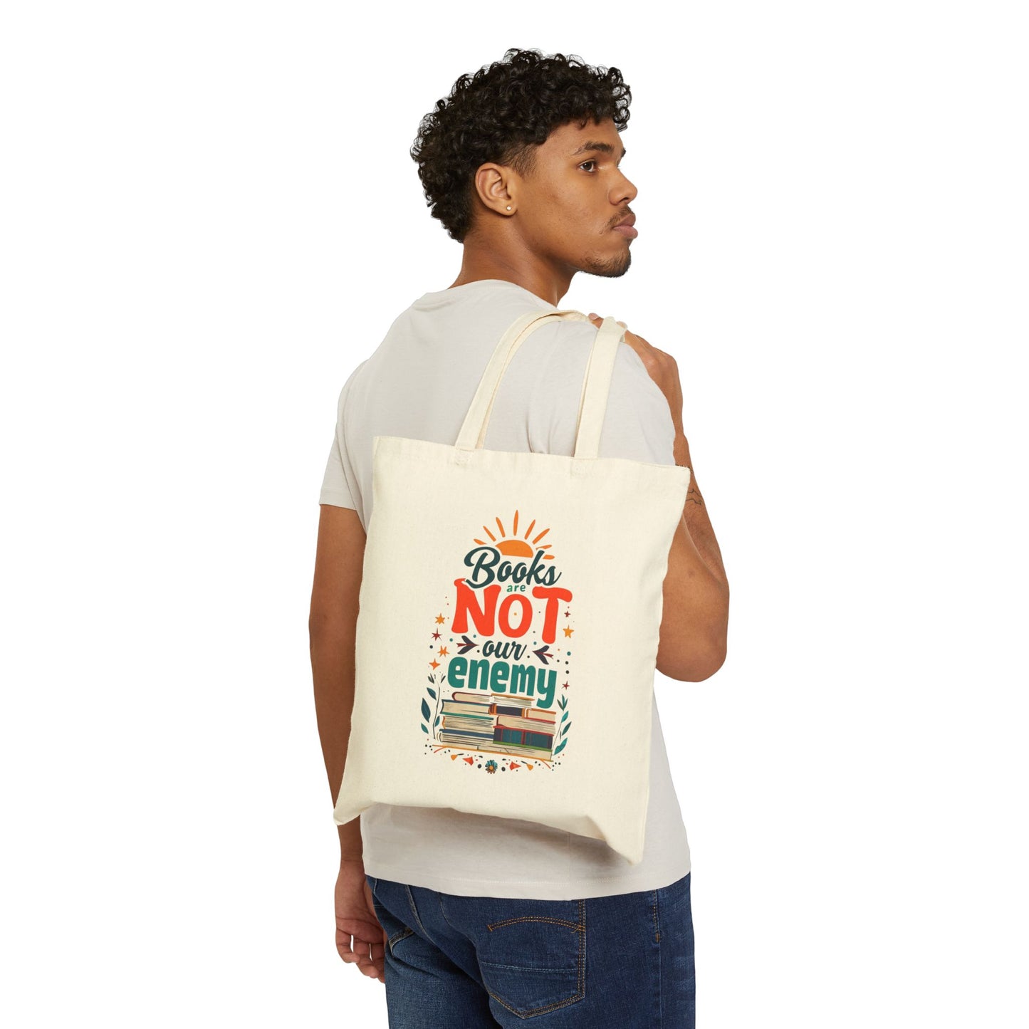 Books are NOT our Enemy Cotton Canvas Tote Bag