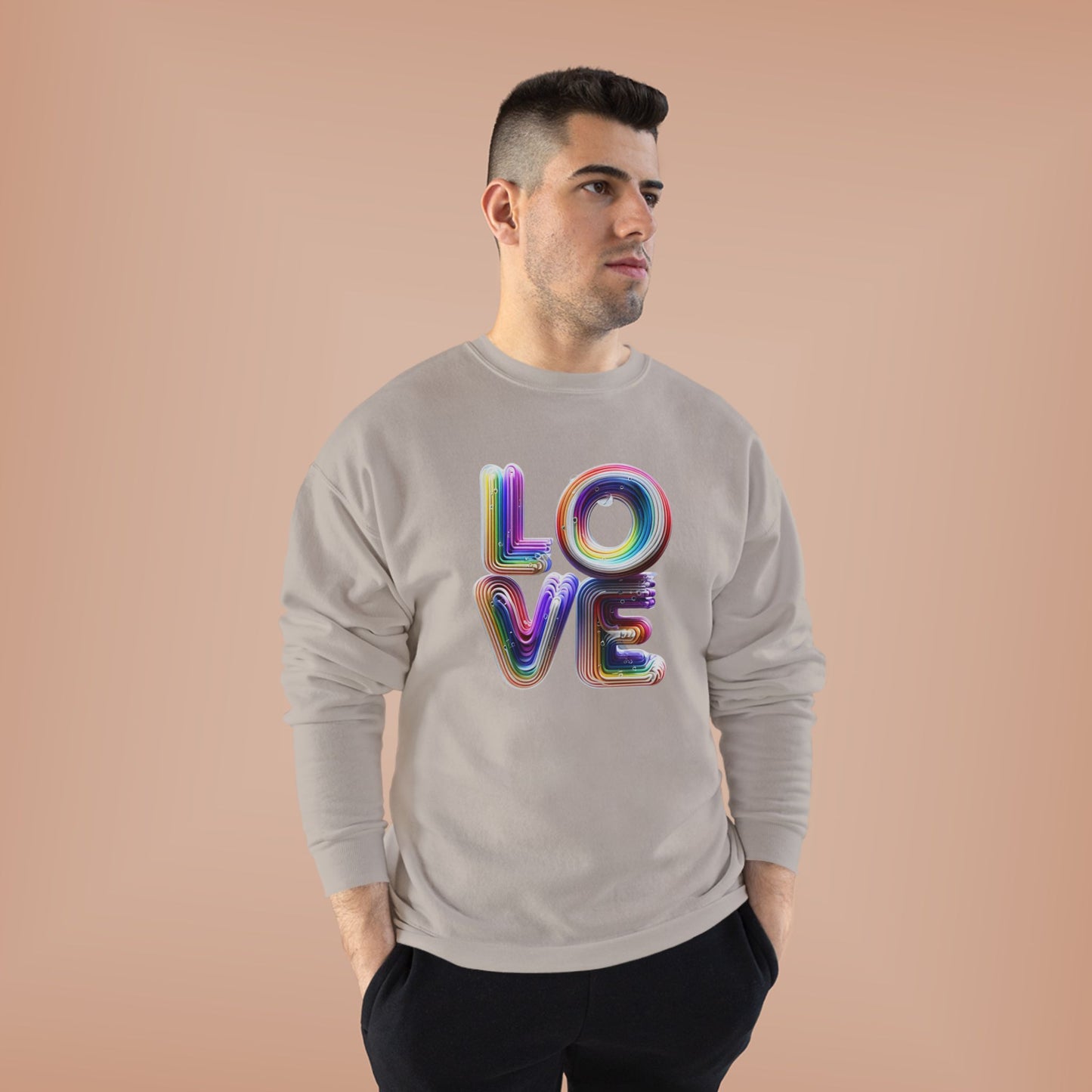 3D LOVE - Colorful Love Unisex EcoSmart Crewneck Sweatshirt