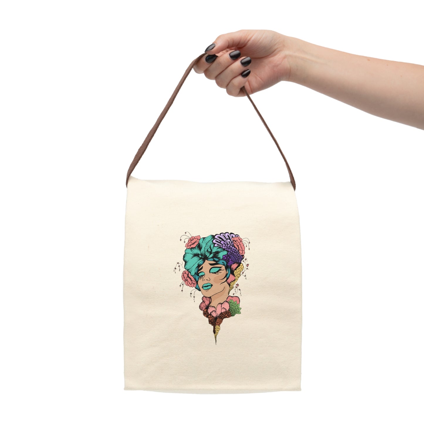 Madame Colorful Canvas Lunch Bag With Strap