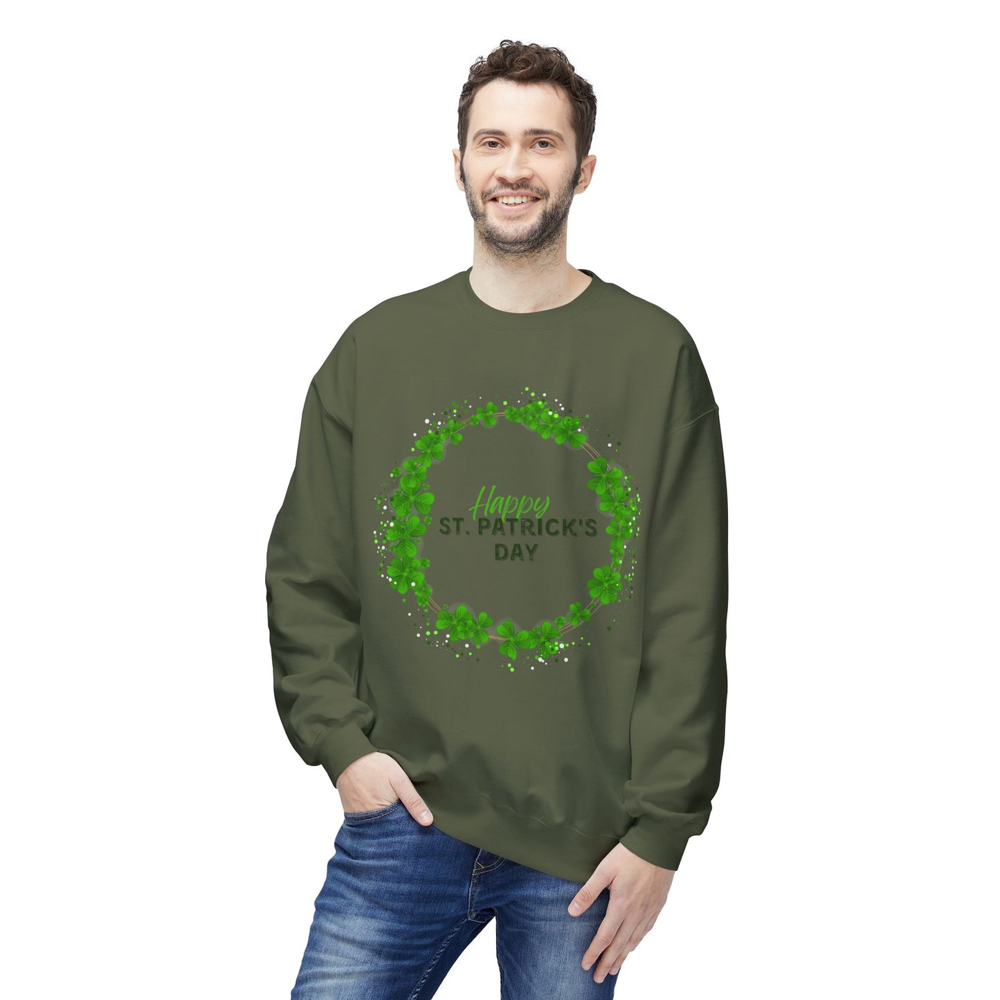 St. Pat's Wreath Unisex Midweight Softstyle Fleece Crewneck Sweatshirt