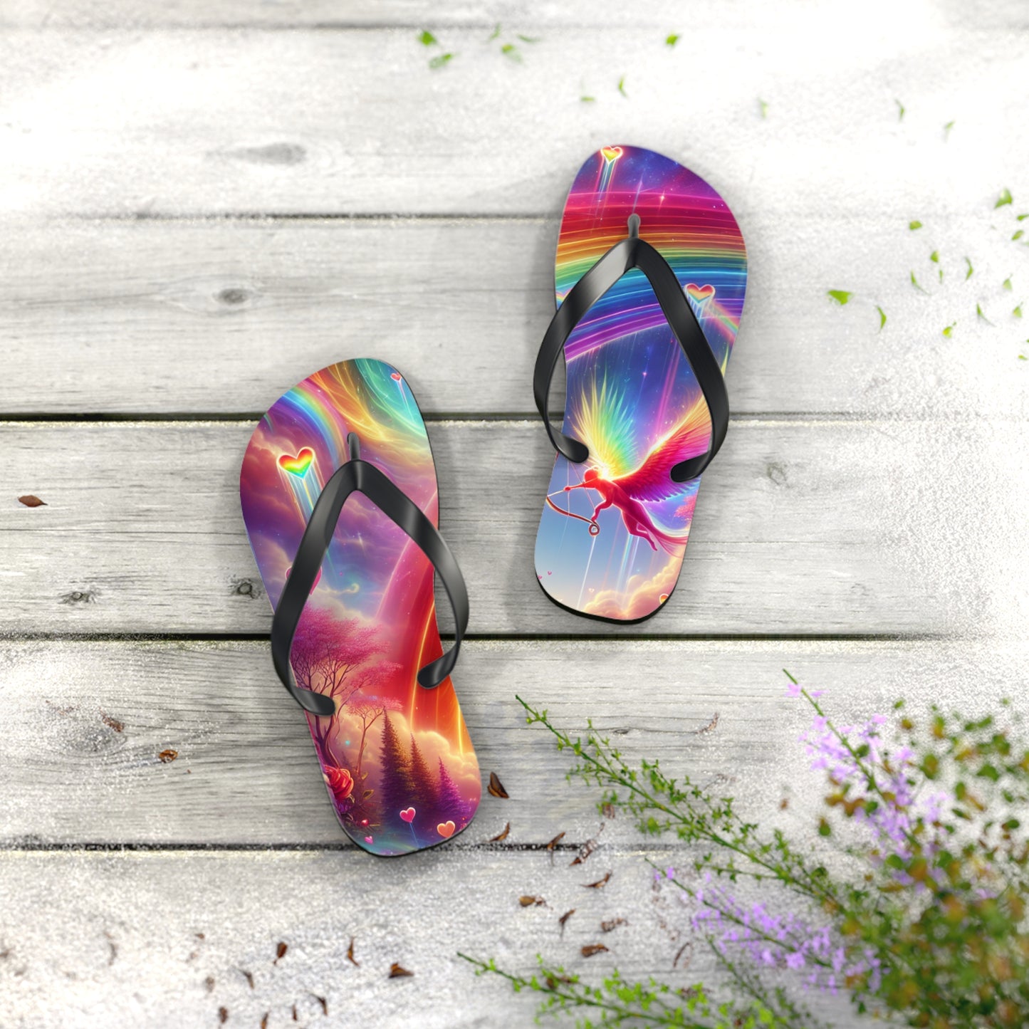 Rainbow Phoenix Flip Flops