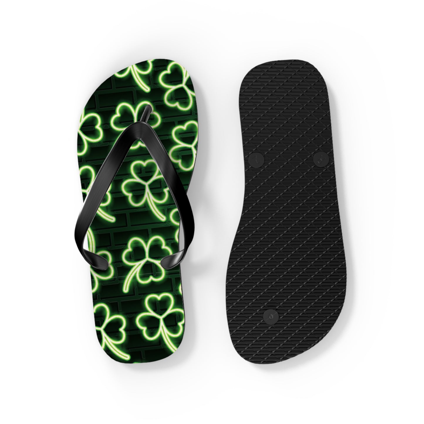 Neon Shamrock Flip Flops