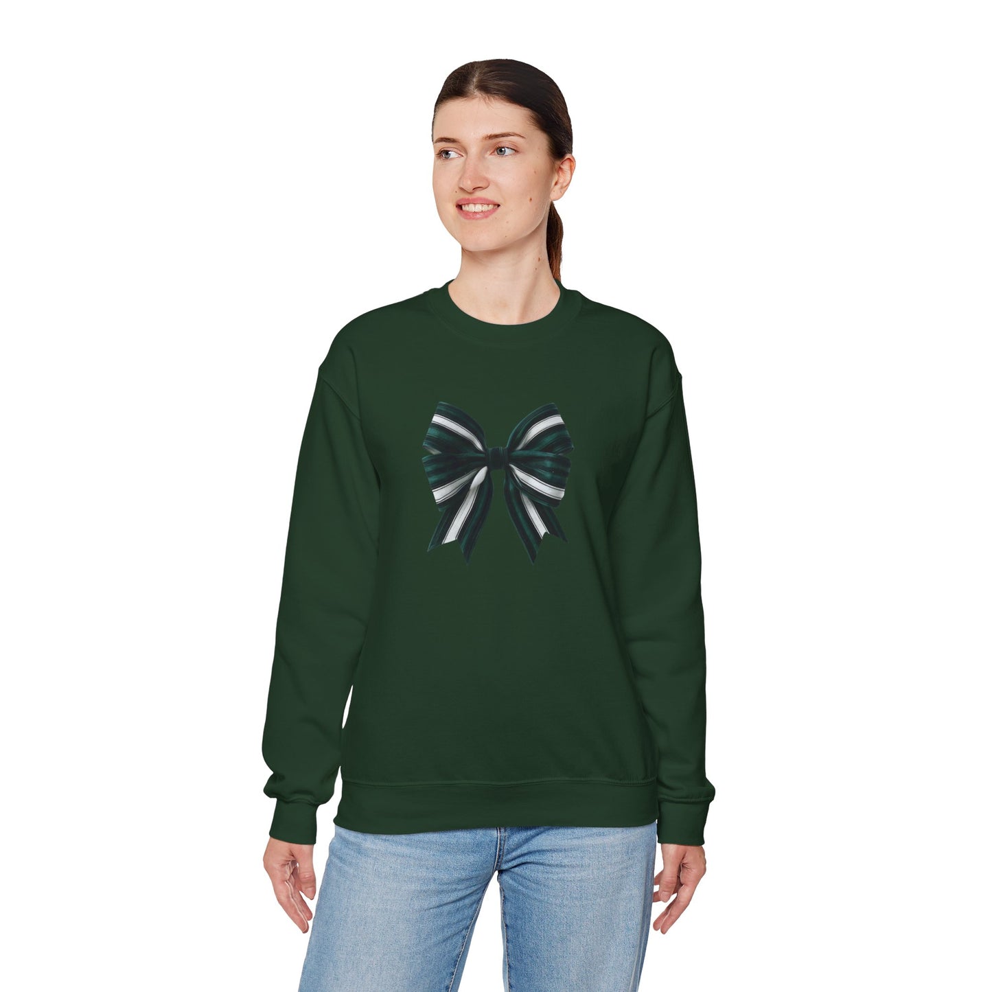 Green, White and Black Bow Unisex Heavy Blend™ Crewneck Sweatshirt