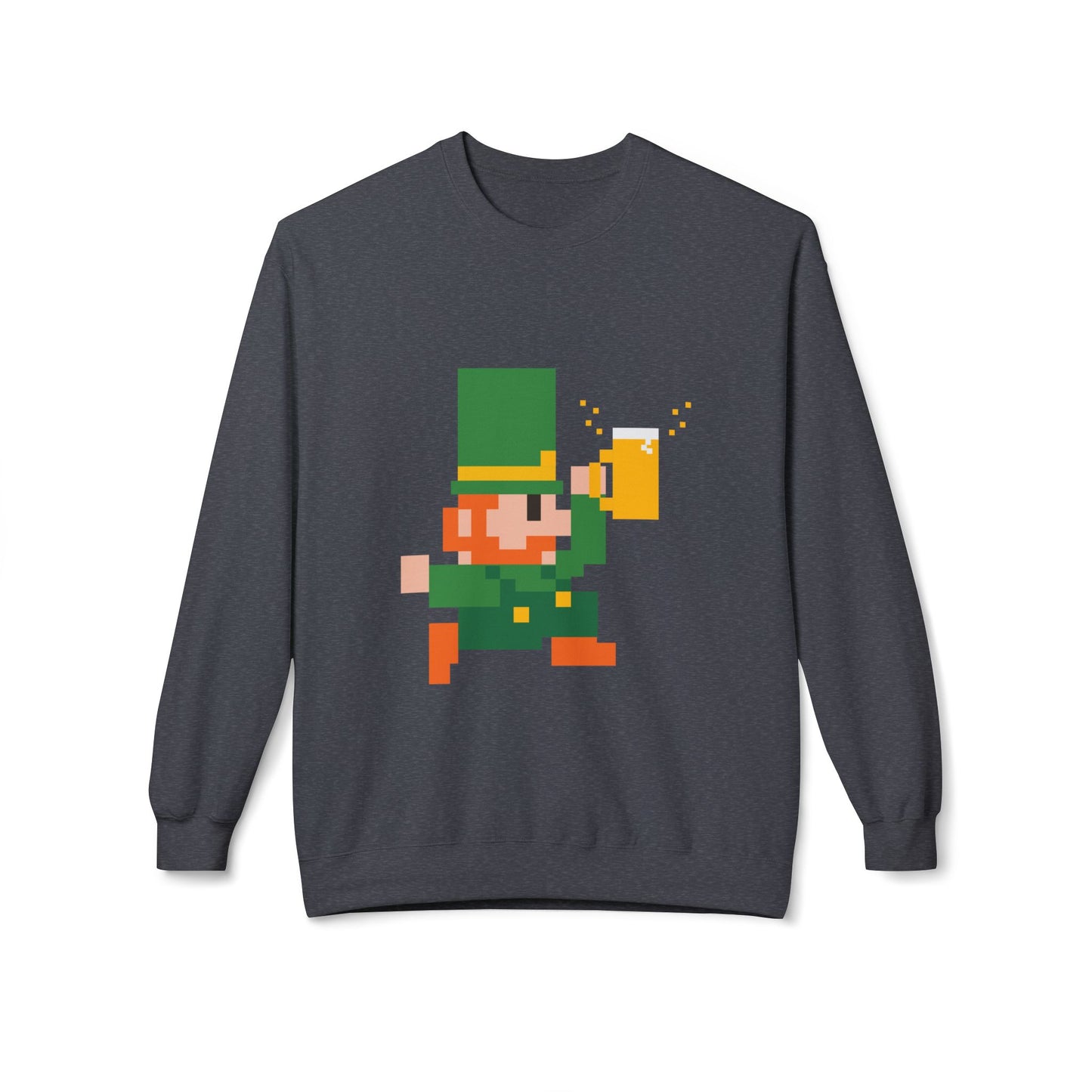 Pixel Leprechaun Unisex Softstyle Fleece Crewneck Sweatshirt