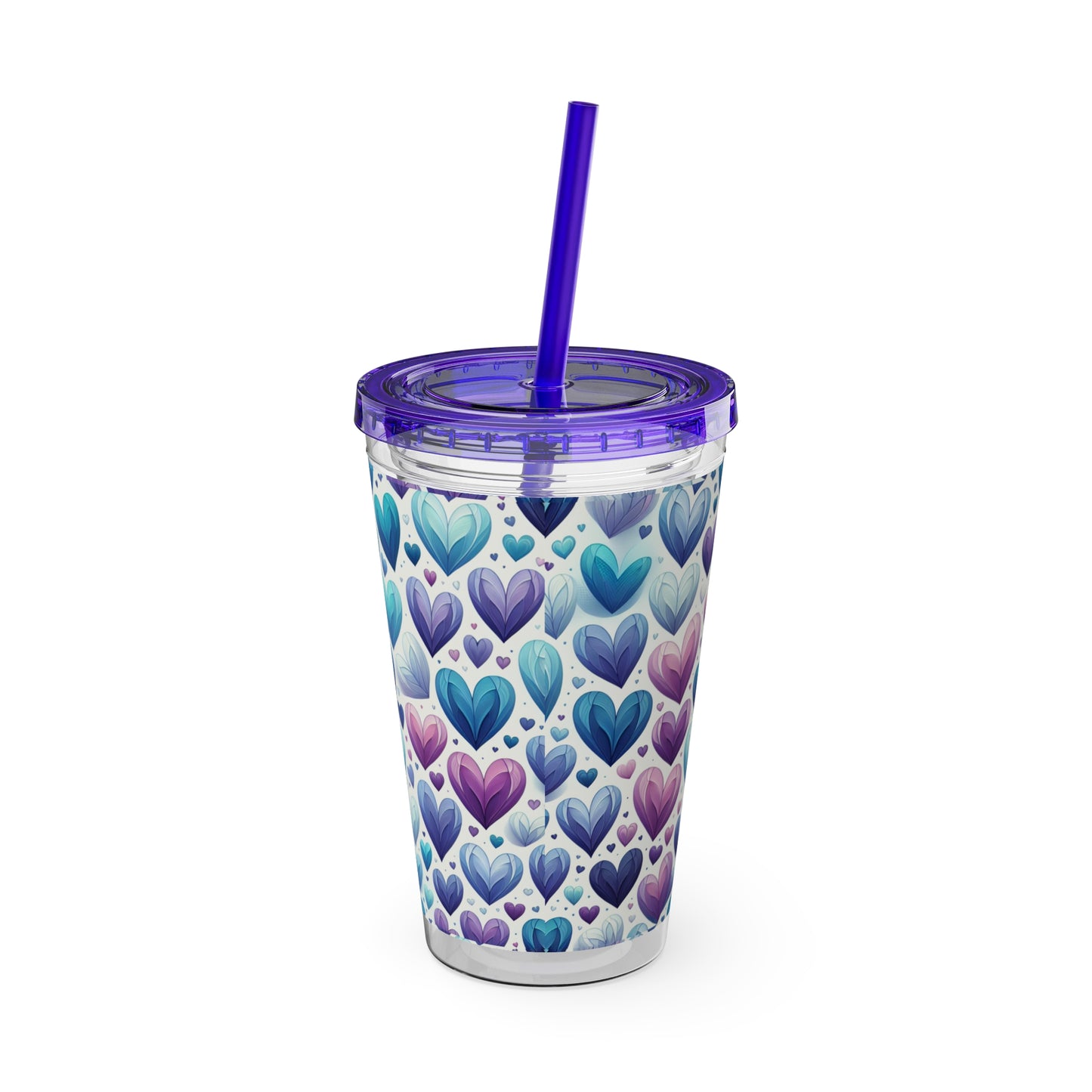 Blue Without Your Love Sunsplash Tumbler with Straw, 16oz