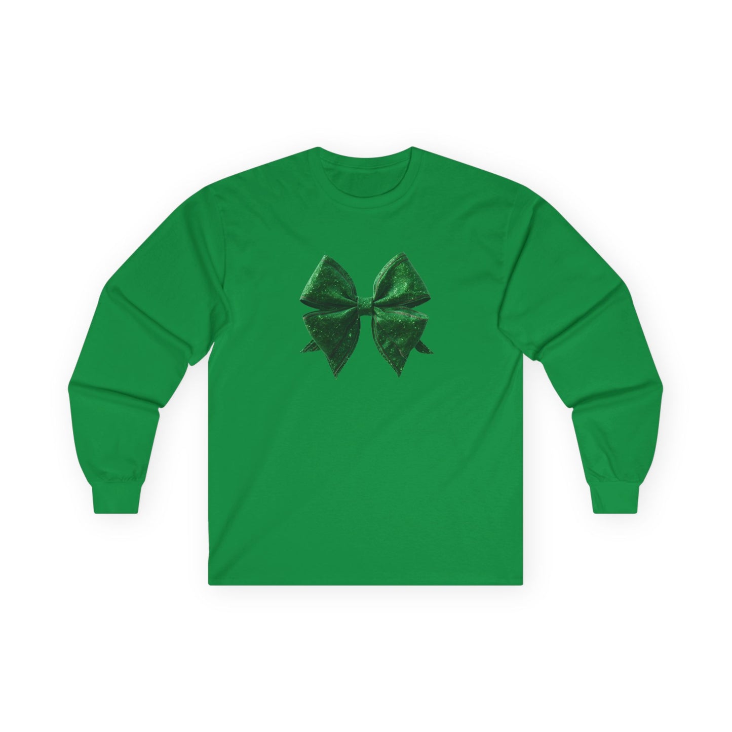 Green Glitter Bow Unisex Ultra Cotton Long Sleeve Tee