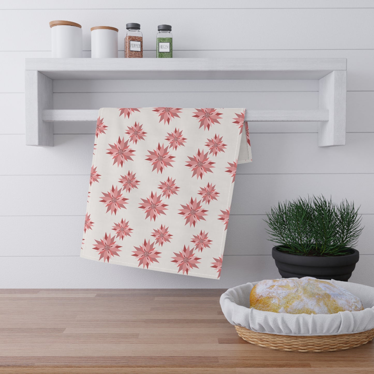 Pink Poinsettia Tea Towels (cotton)