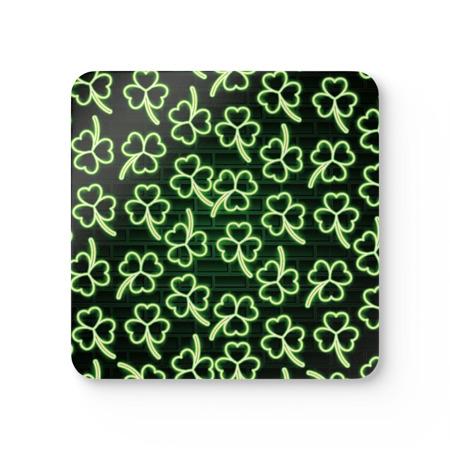 Neon Shamrock Corkwood Coaster Set