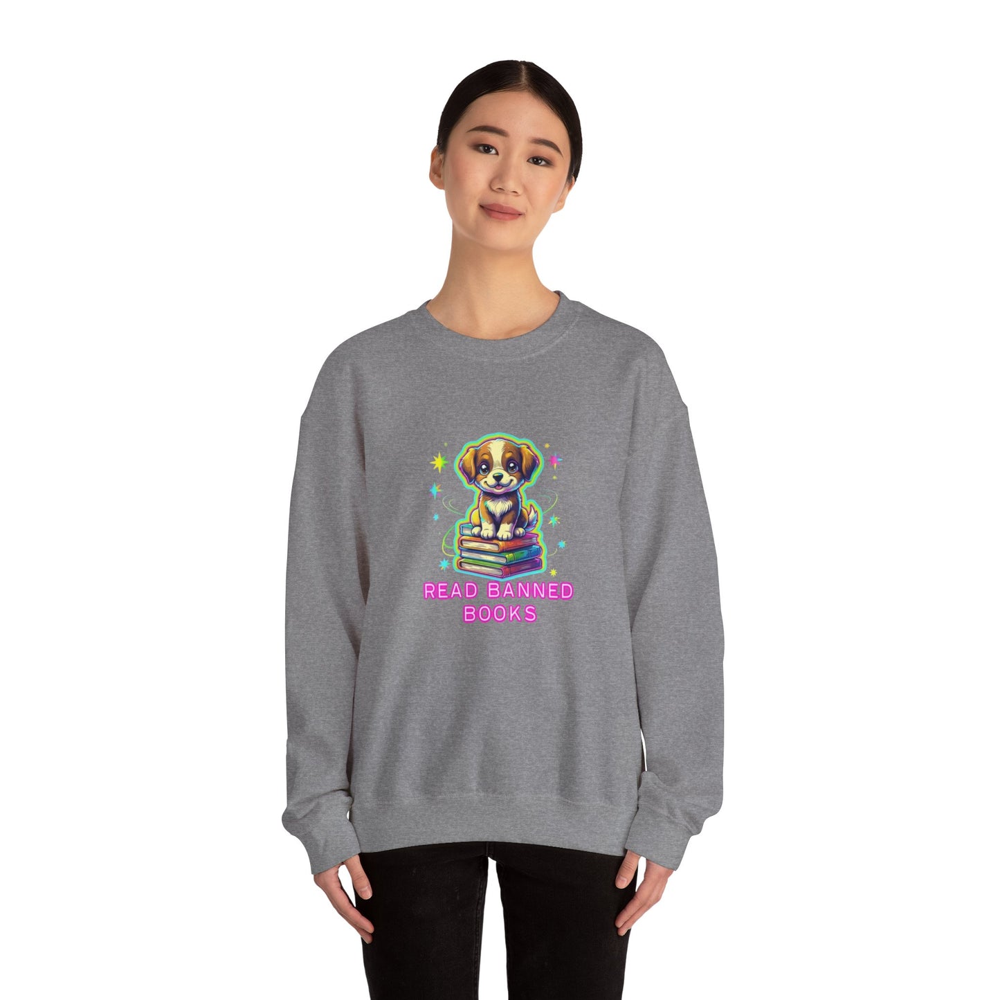 Read Banned Books - Dog Unisex Heavy Blend™ Crewneck Sweatshirt