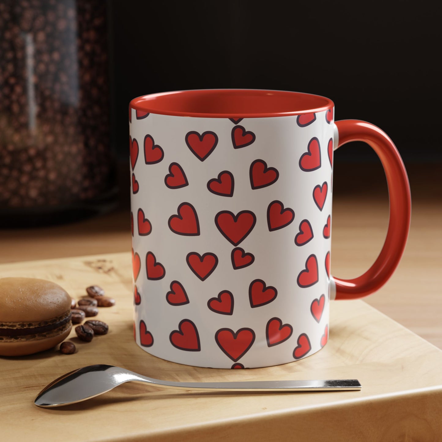 Floating Hearts Accent Coffee Mug (11, 15oz)