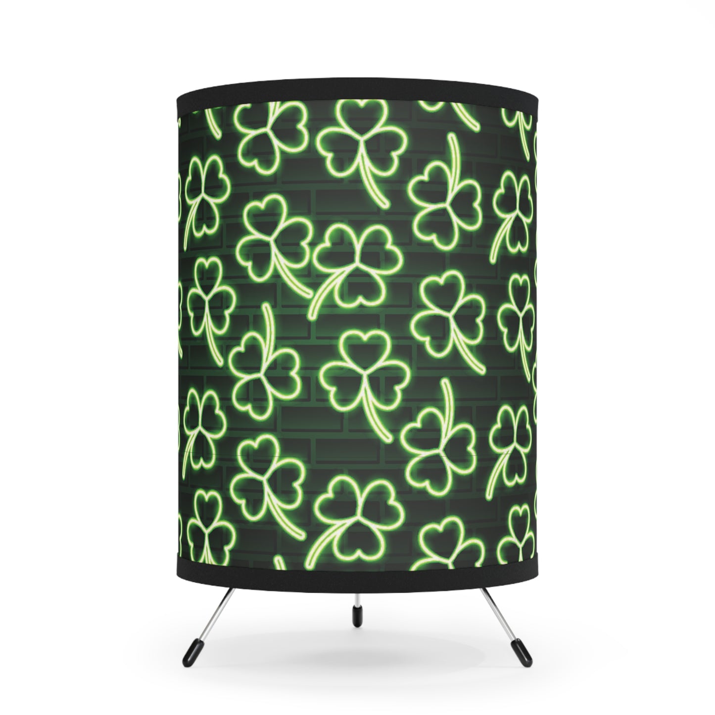 Neon Shamrock Tripod Lamp with High-Res Printed Shade, US\CA plug