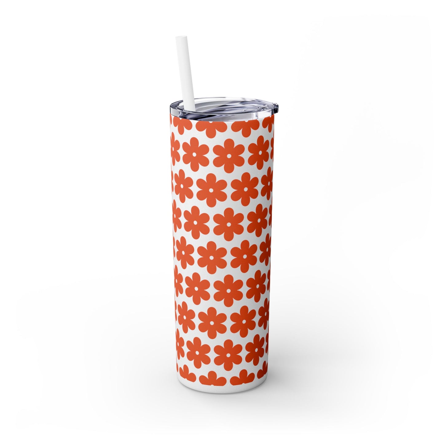 Retro Flower Skinny Tumbler with Straw, 20oz