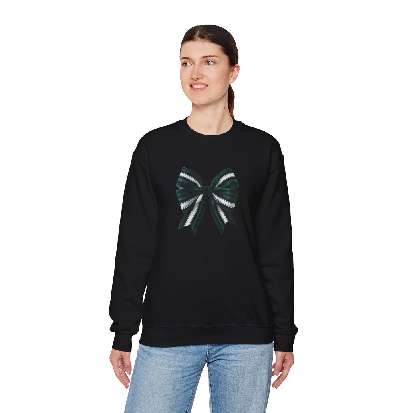 Green, White and Black Bow Unisex Heavy Blend™ Crewneck Sweatshirt