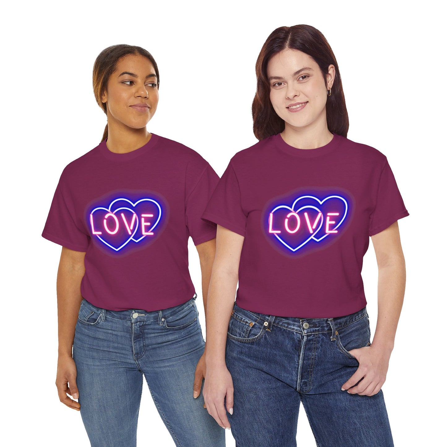 Neon Double Heart Unisex Heavy Cotton Tee