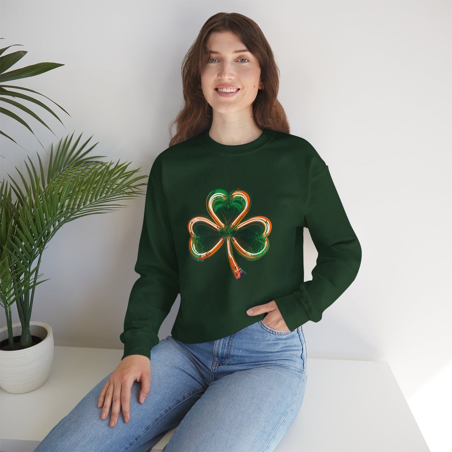 Electric Luck - Green and Orange Unisex Heavy Blend™ Crewneck Sweatshirt