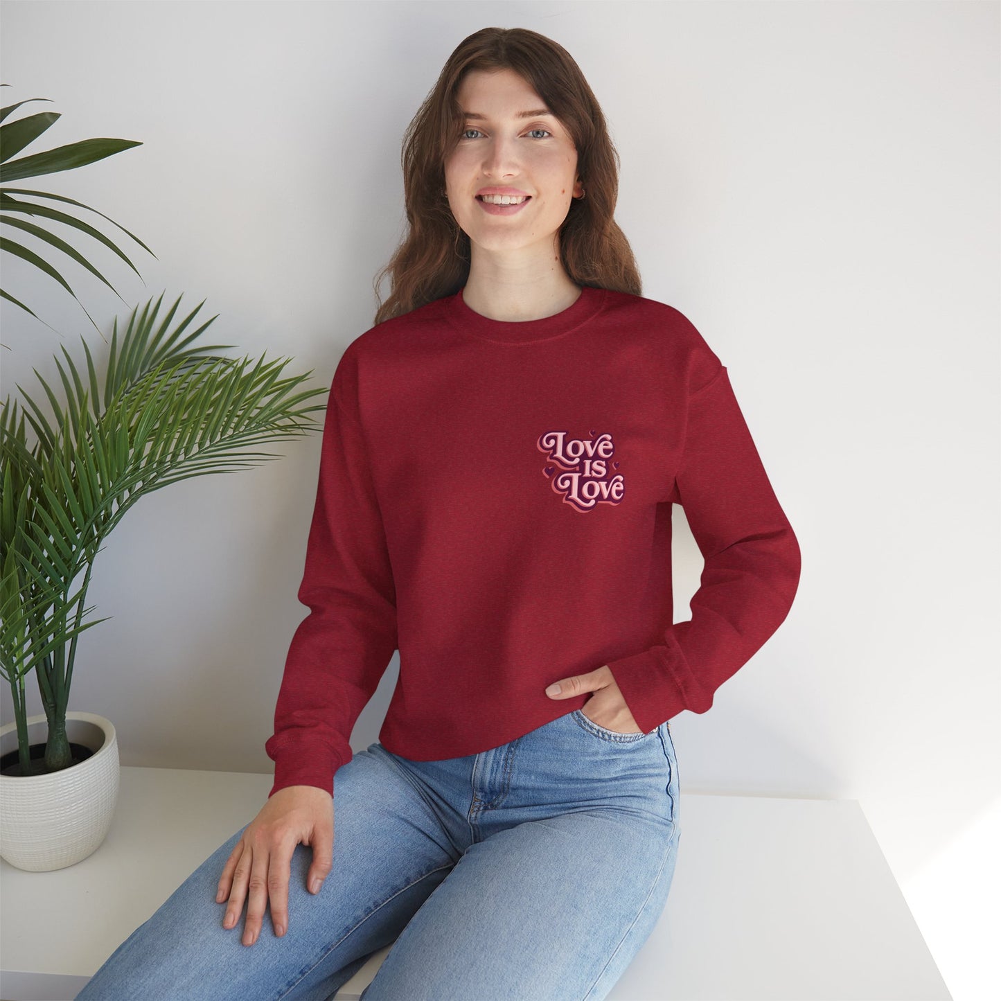 Love is Love Embroidered Unisex Heavy Blend™ Crewneck Sweatshirt