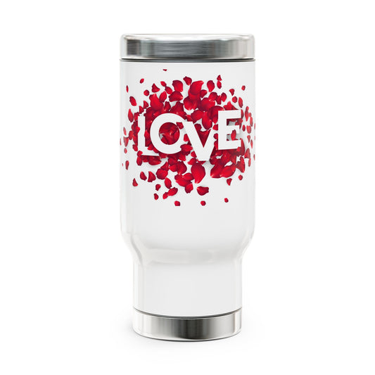 Love Rose Stainless Steel Travel Mug with Handle, 14oz