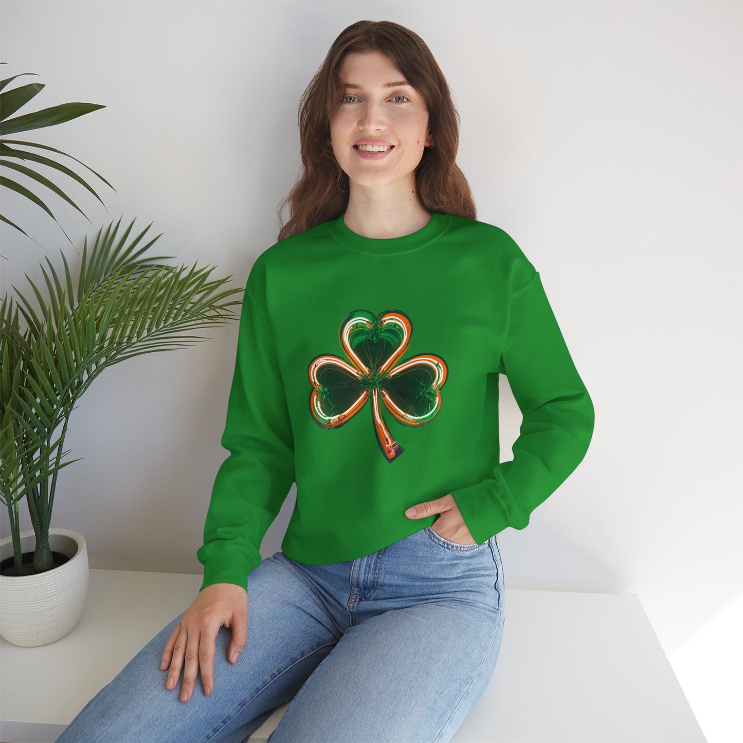 Electric Luck - Green and Orange Unisex Heavy Blend™ Crewneck Sweatshirt