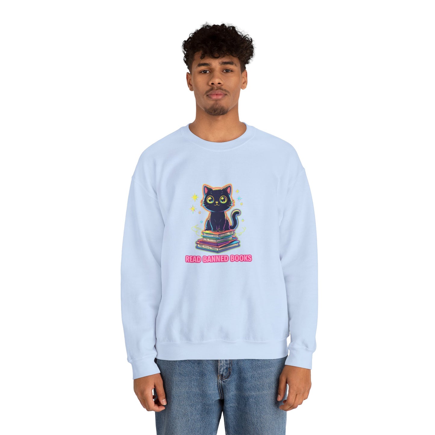 Read Banned Books - Cat Unisex Heavy Blend™ Crewneck Sweatshirt