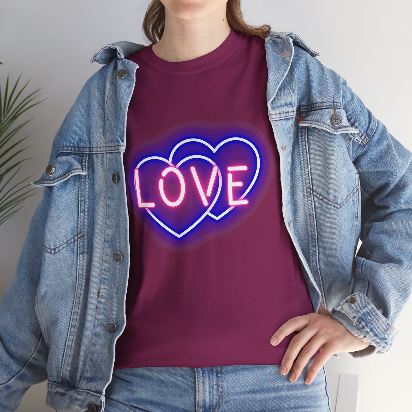 Neon Double Heart Unisex Heavy Cotton Tee