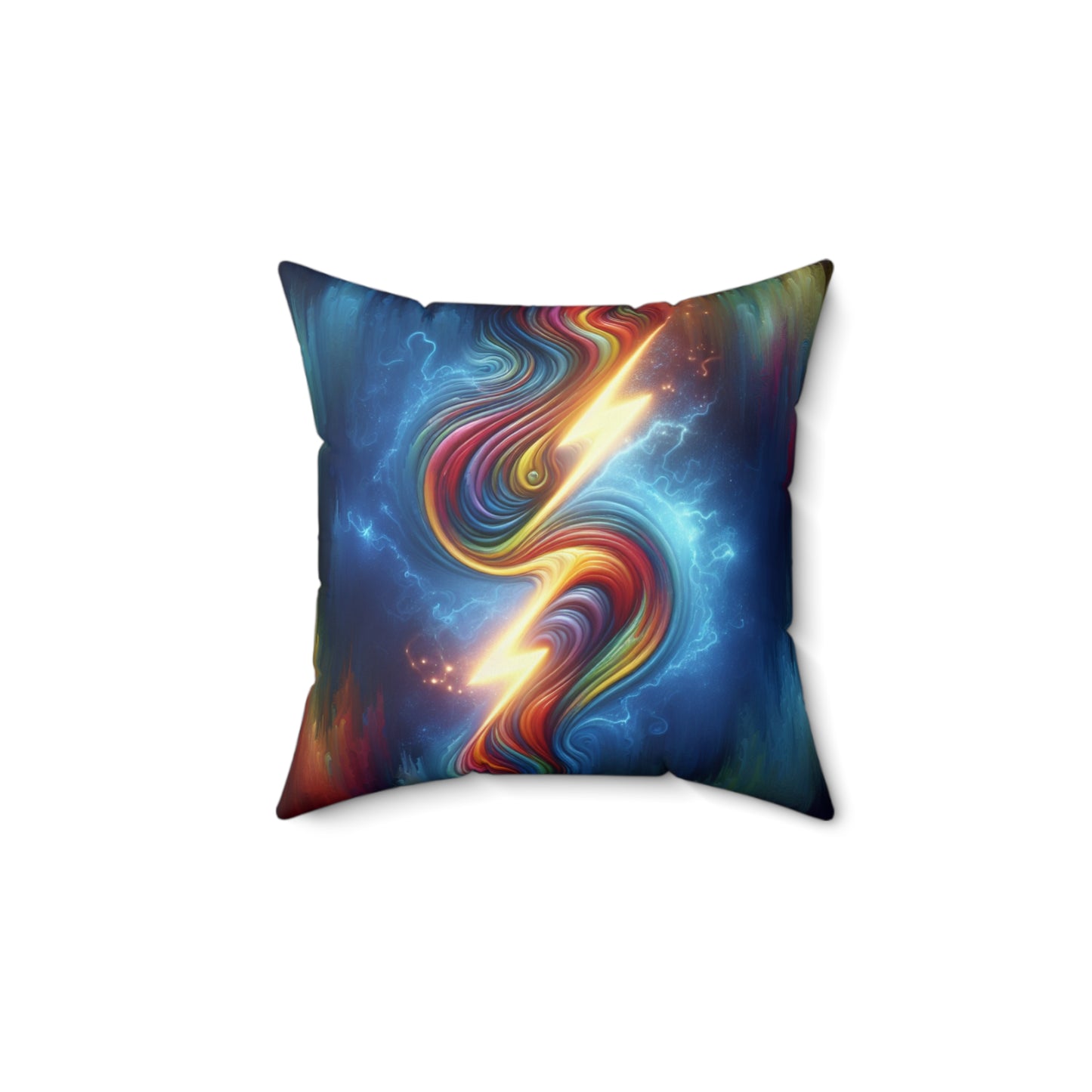 Rainbow Lightening Spun Polyester Square Pillow