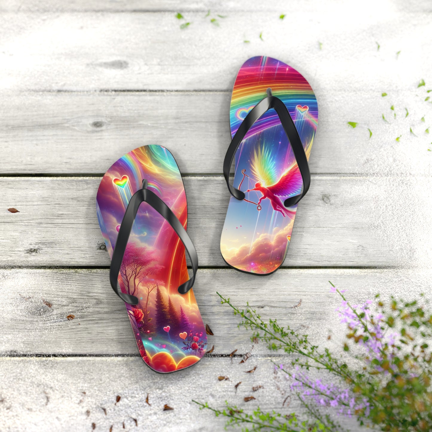 Rainbow Phoenix Flip Flops