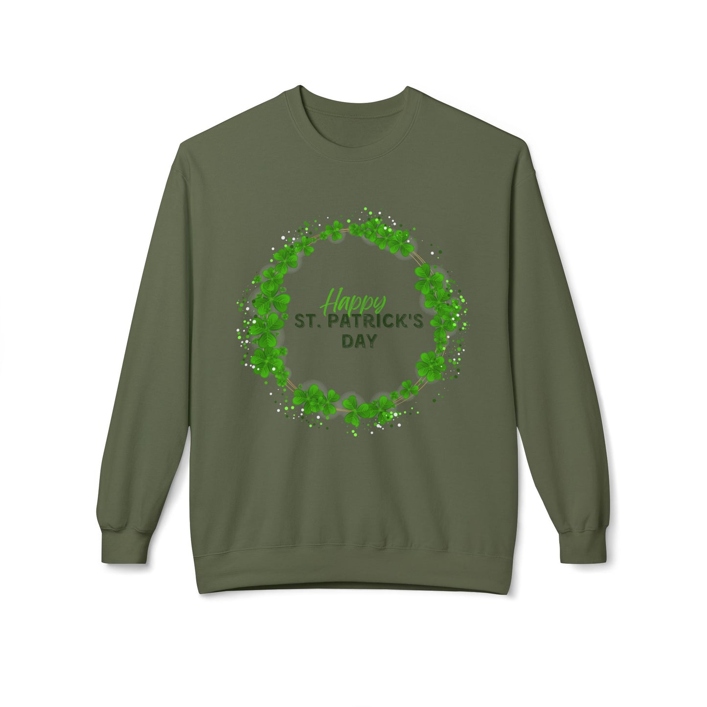 St. Pat's Wreath Unisex Midweight Softstyle Fleece Crewneck Sweatshirt