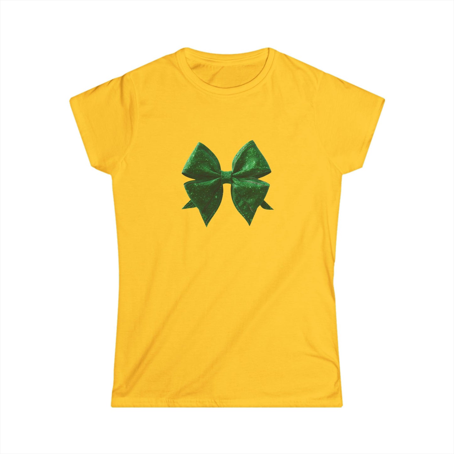 Green Glitter Bow Women's Softstyle Tee