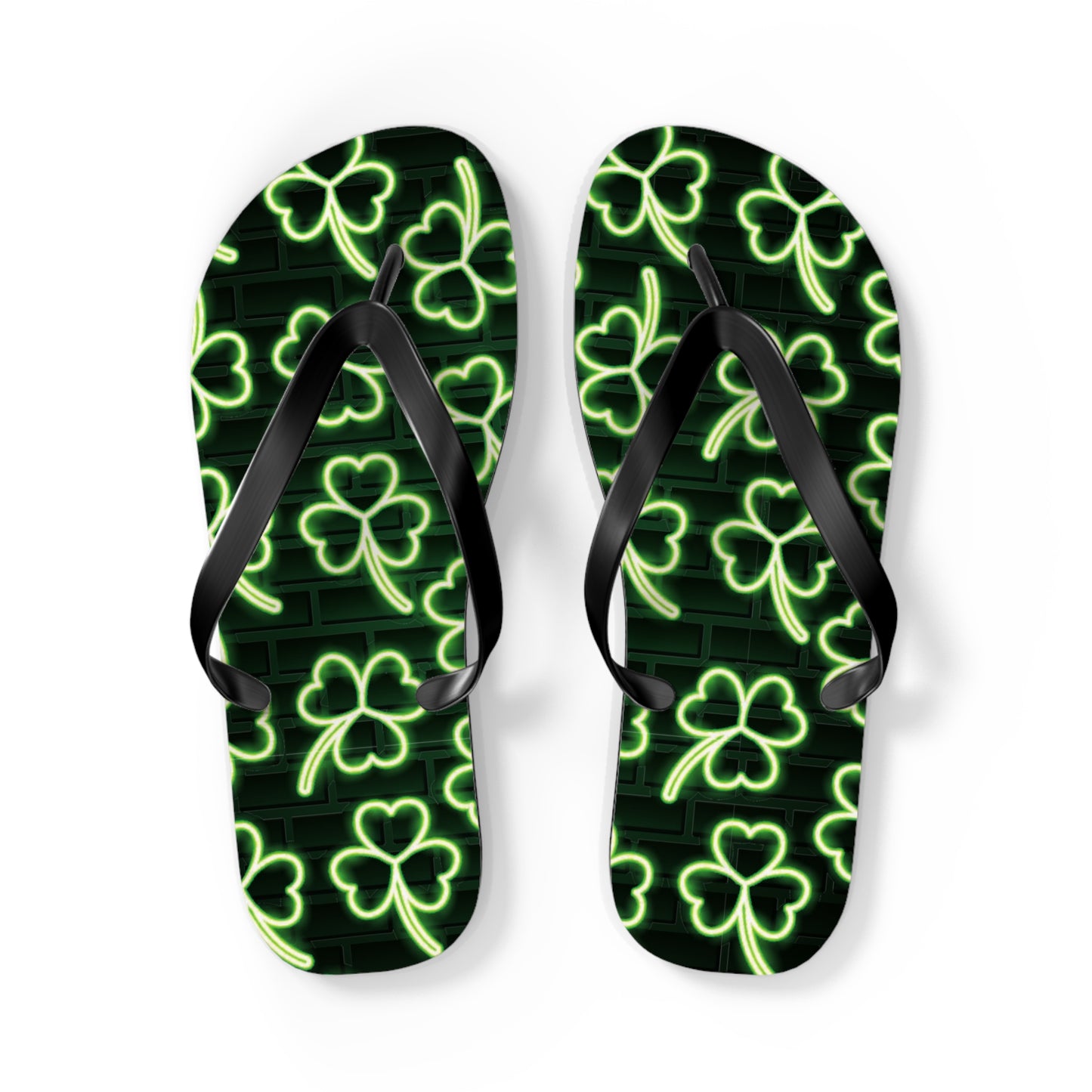 Neon Shamrock Flip Flops