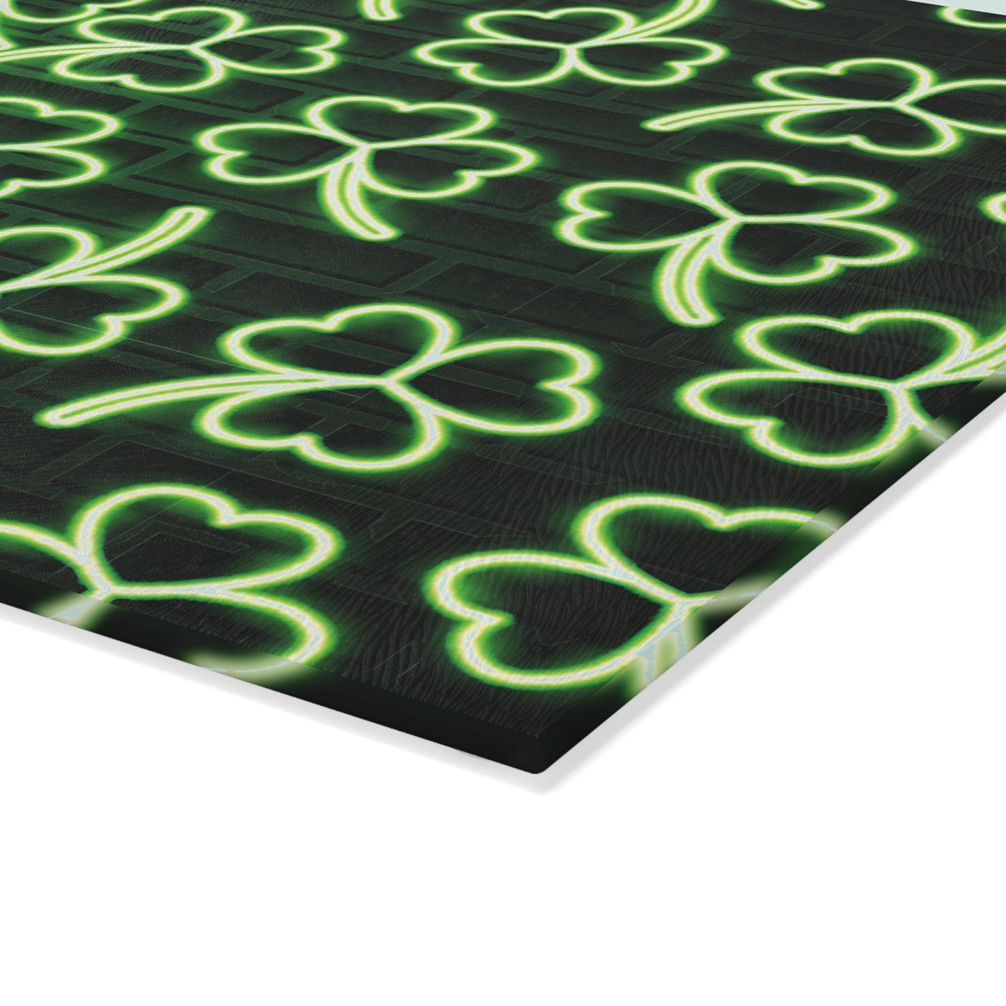 Neon Shamrock Glass Cutting Board