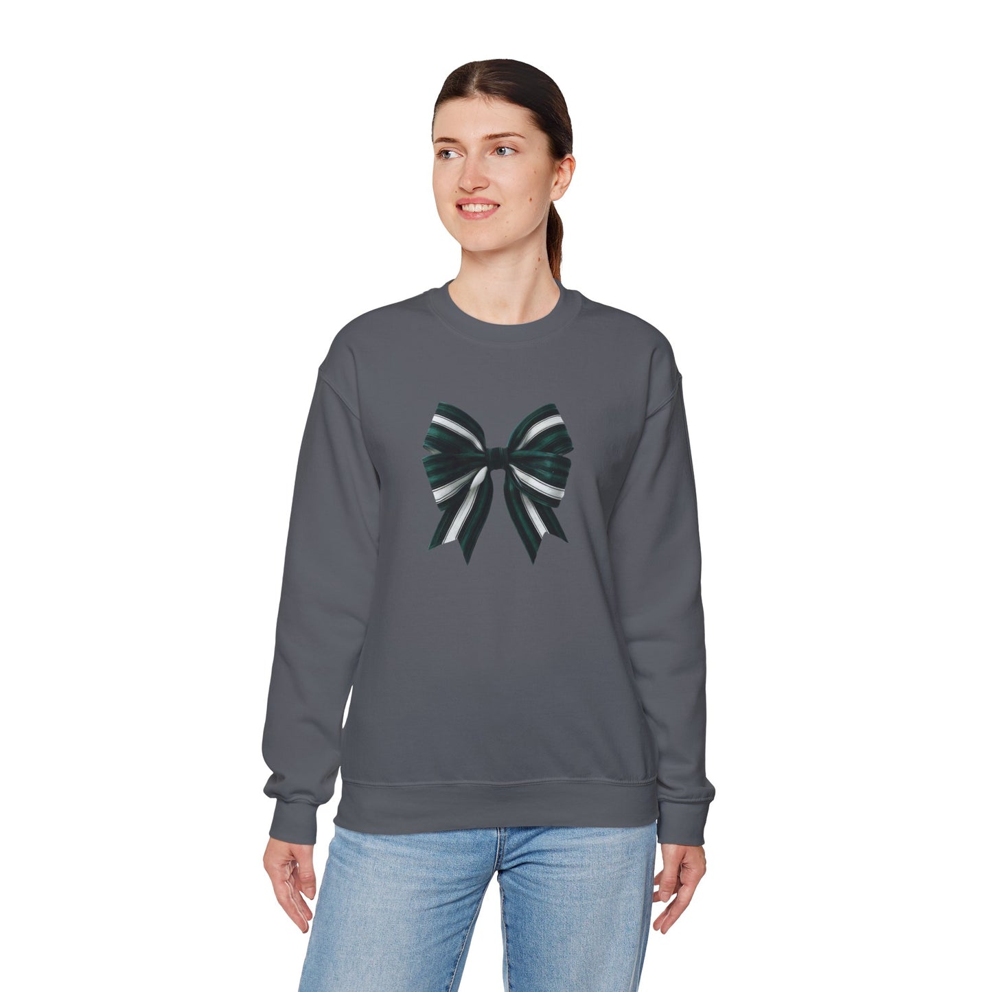 Green, White and Black Bow Unisex Heavy Blend™ Crewneck Sweatshirt