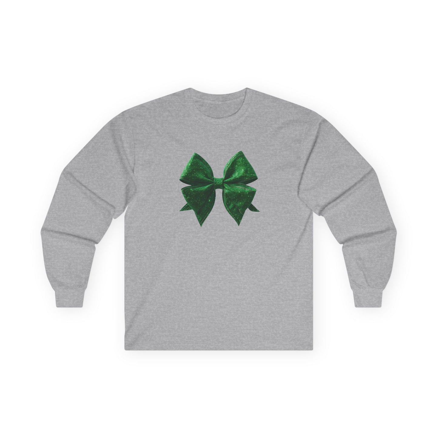 Green Glitter Bow Unisex Ultra Cotton Long Sleeve Tee