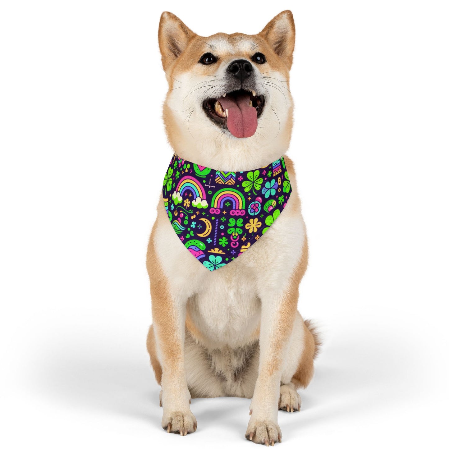 Day-Glo Clover Pet Bandana Collar