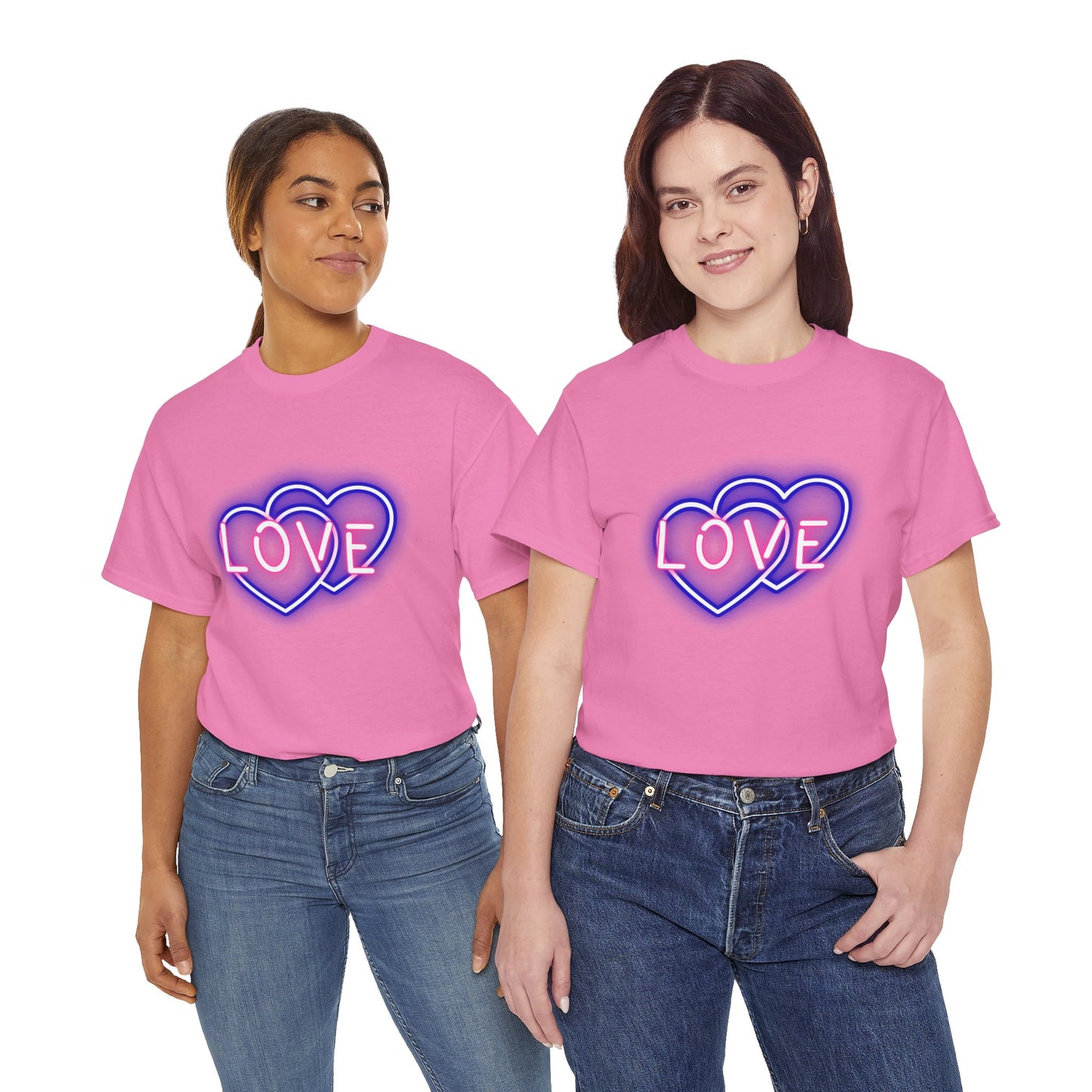 Neon Double Heart Unisex Heavy Cotton Tee