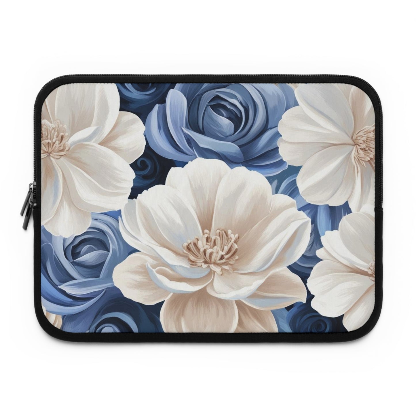 Painted Blue and White Flowers Laptop Sleeve