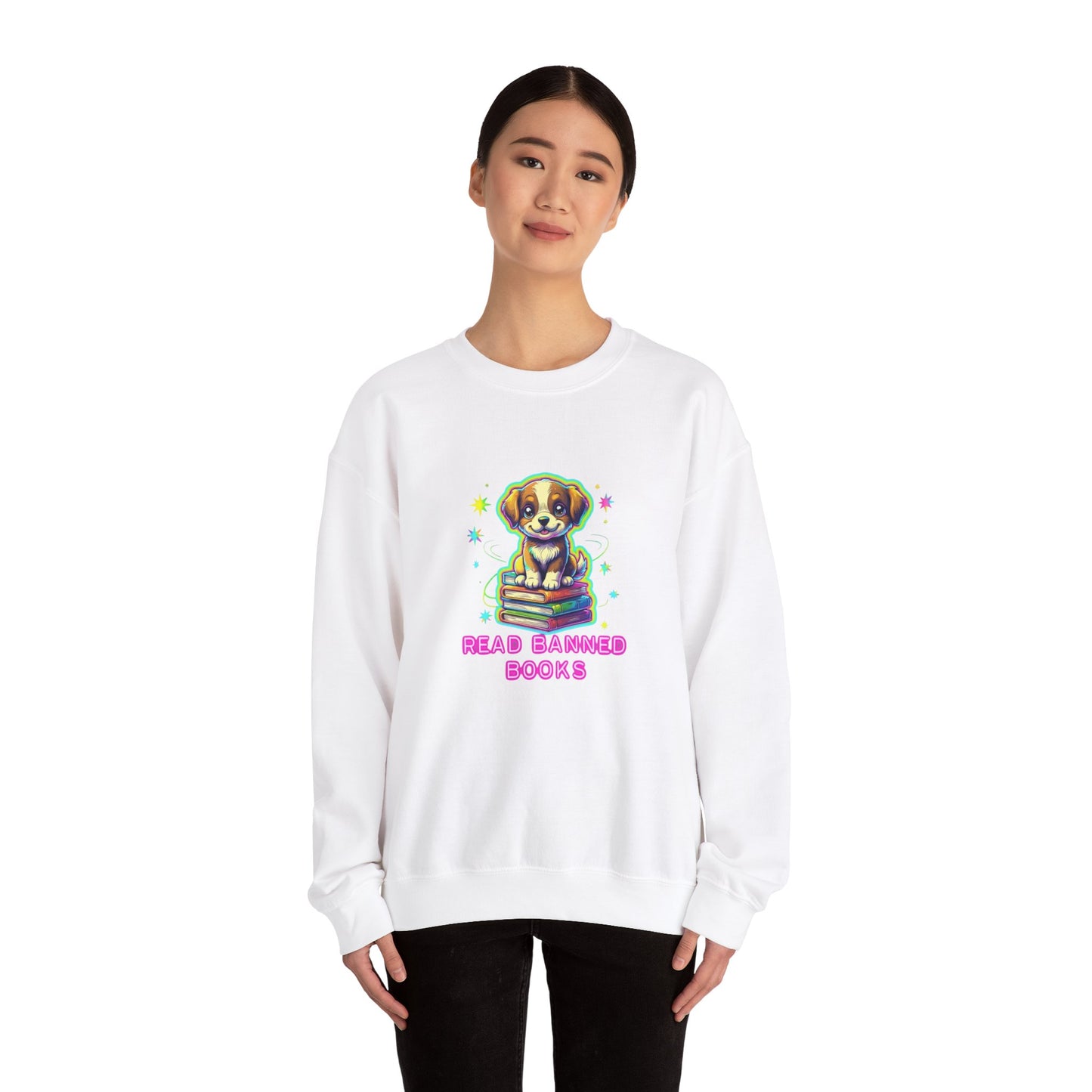 Read Banned Books - Dog Unisex Heavy Blend™ Crewneck Sweatshirt