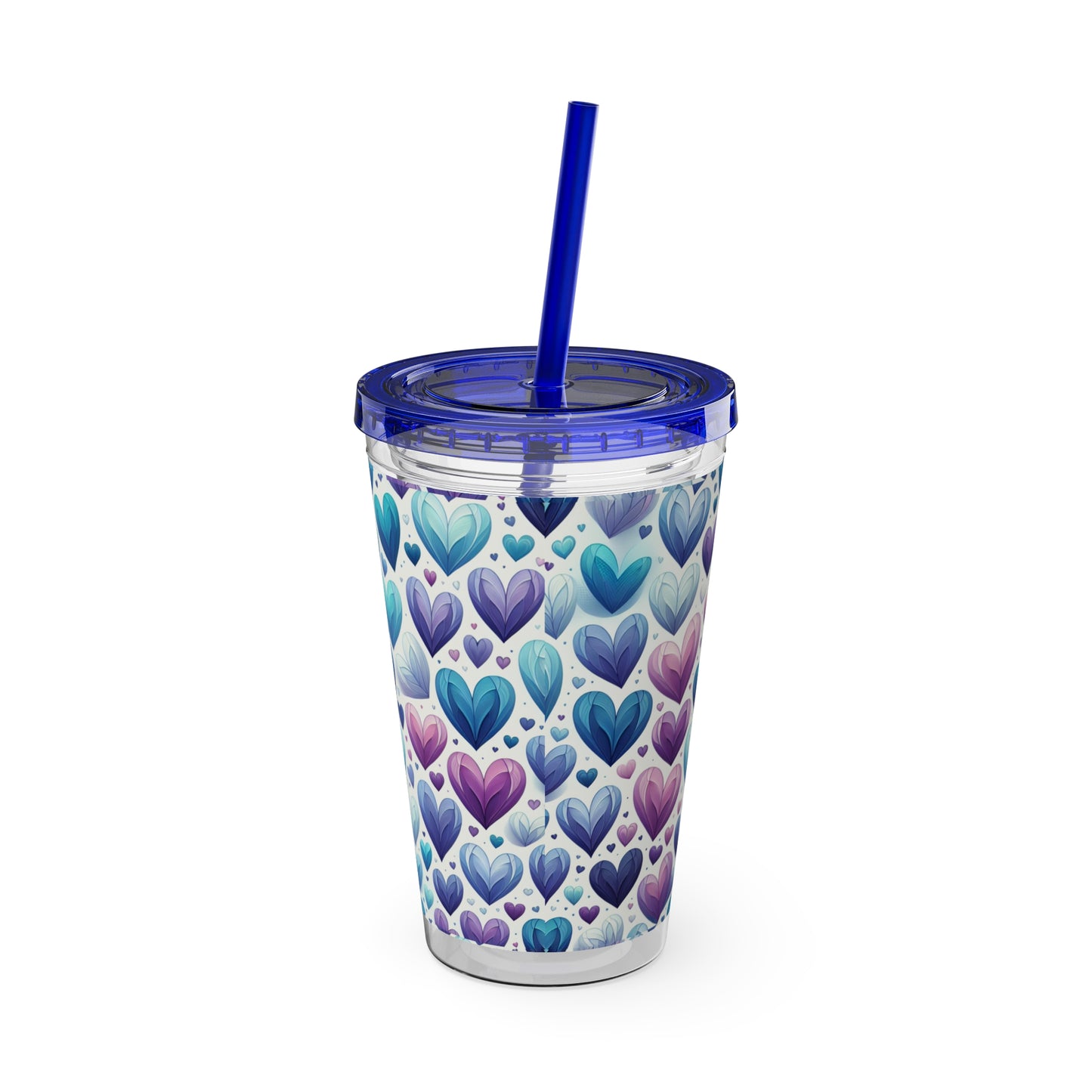 Blue Without Your Love Sunsplash Tumbler with Straw, 16oz